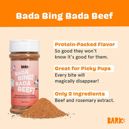 Barkbox Bada Bing Beef Dry Dog Food, Toppers with High Protein and Limited Ingredients Meal Enhancer for Large & Small Breeds - 4.6 Oz