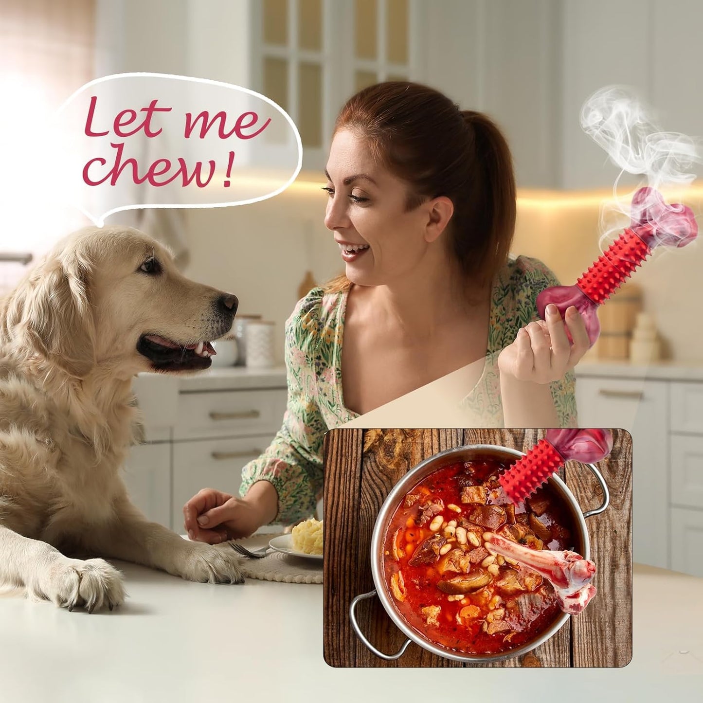 Apasiri Dog Toys for Aggressive Chewers with Beef Flavor: 4-Pack Dog Bones for Large Dogs, 8" Chew Toys Long-Lasting, Tough Nylon & Rubber Dogs Toys