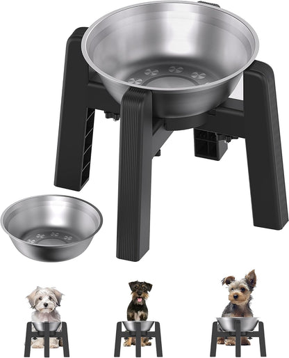 CZPET Elevated Dog Bowl, Raised Dog Bowl Stand with 51oz Stainless Steel Bowl Large Capacity, Size Adjustable & Anti-Slip Stand for Medium Dogs