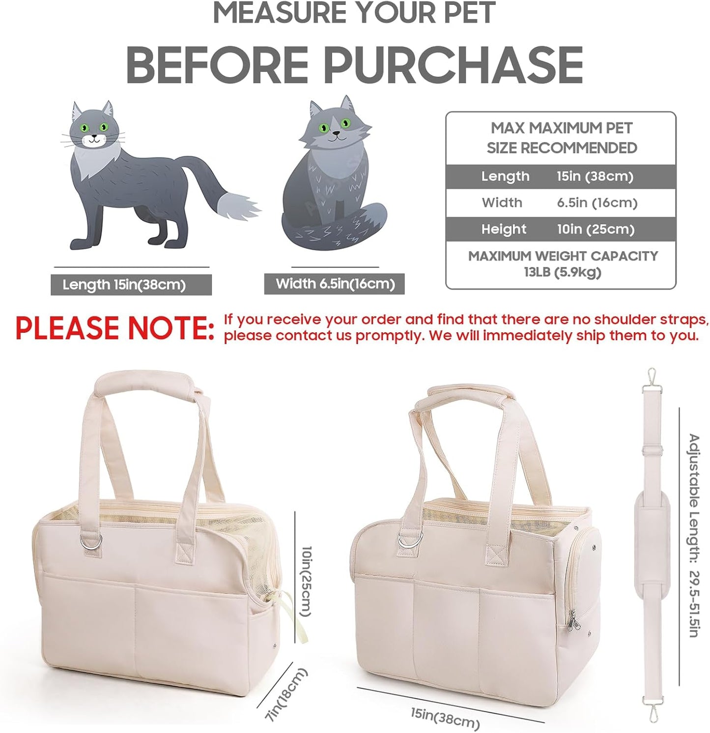 Dog Carriers for Small Dogs, Soft Sided Folding Dog Purse for Dogs Medium Cats Puppies up to 13 Lbs, Washable Breathable Puppy Carrier for Outdoor Travel (Small Beige)