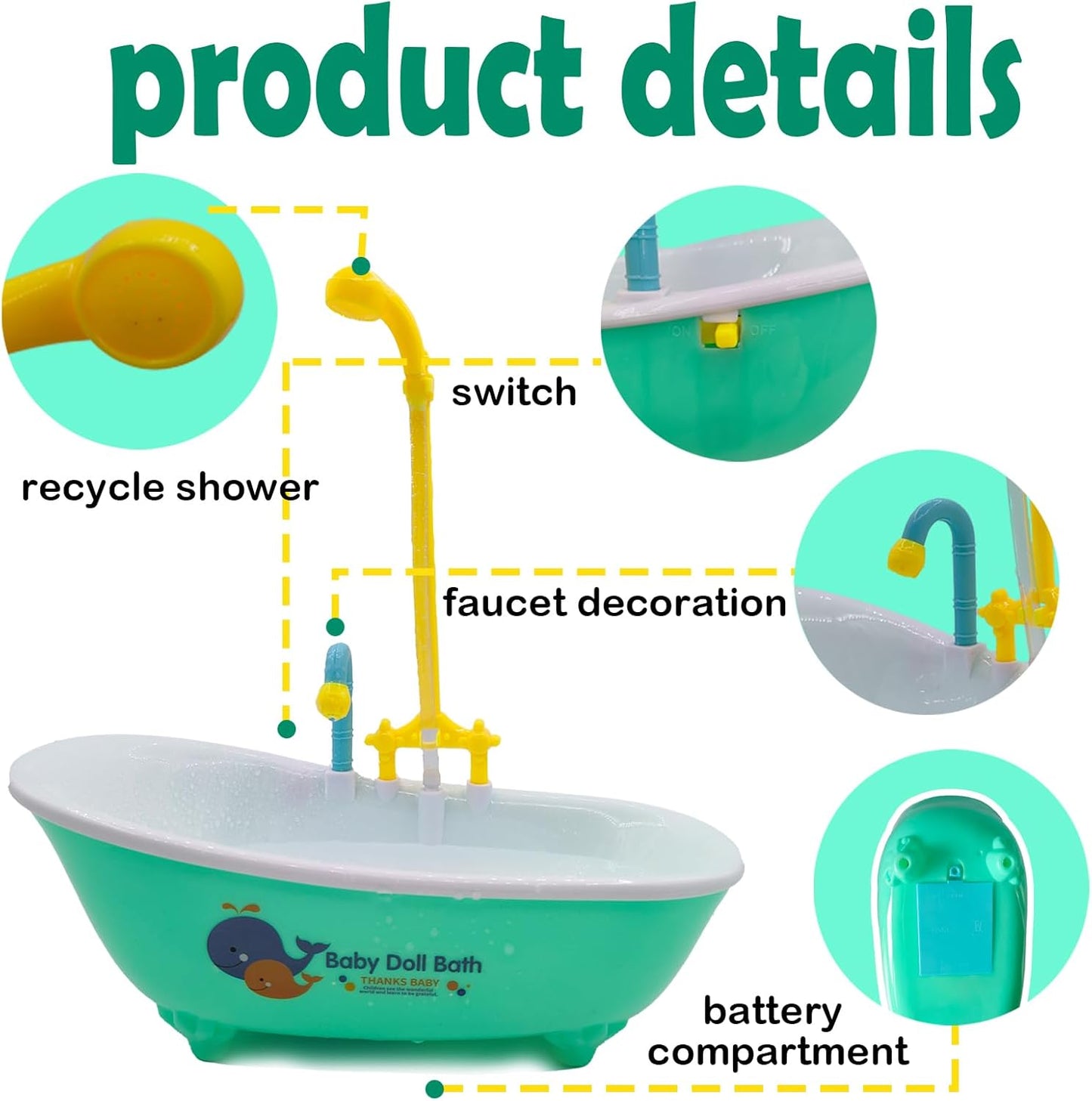 Parrot Automatic Bathtub with Shower, Cute Durable Bird Bath Shower Tub Birds Bath Fountain for Small Medium Parrots Cockatiel Parakeets Conures Lovebirds(Green 10.2 x 4.0 x 11.02Inch)