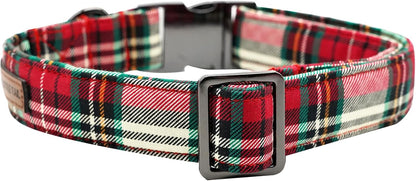 Elegant little tail Dog Collar, Christmas Red Plaid Pet Collar Cute Dog Collars Male or Female Pet Gift Adjustable Dog Collar for Medium Dogs