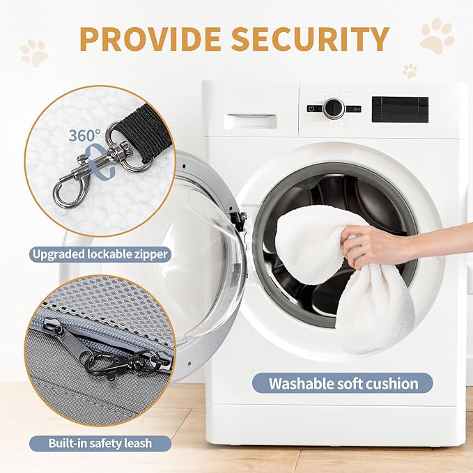 ‌Petsfit Airline Approved Pet Carrier for Small Dogs & Cats, 18x8x11 TSA Approved Carrier, with Removable Dual-Sided Padding (2-Way Placement) - Fits Under Most Airplane Seats, Escape Proof (Grey)