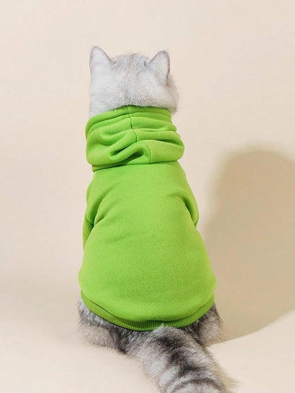 QWINEE Basic Dog Hoodie Sweatshirt Puppy Sweater Warm Cat Costumes Pet Clothes for Chihuahua Puppy Kitten Small Medium Dogs Green Large