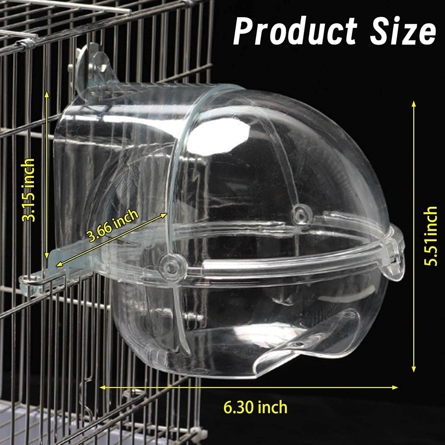 Bird Bath Box for Cage,Parrot Hanging Planet Bathtub No-Leakage Transparent Omnidirectional Observation Tub Shower Box Birds Cage Accessory for Canary Parrot Cockatiel Lovebird