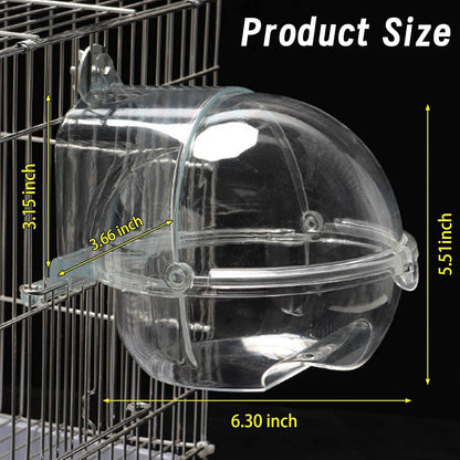 Bird Bath Box for Cage,Parrot Hanging Planet Bathtub No-Leakage Transparent Omnidirectional Observation Tub Shower Box Birds Cage Accessory for Canary Parrot Cockatiel Lovebird