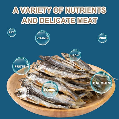 Dried River Fish - Dried Minnows Natural Food for Turtles Terrapins Cats Reptiles Large Tropical Fish（5.5 OZ）