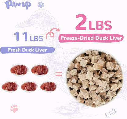 PAWUP Freeze Dried Duck Liver Cat Treats, Dog Liver Treats, High Protein Snack for Dogs, Cats, Healthy Single Ingredient, Rawhide Free, Grain Free, 4.6 oz