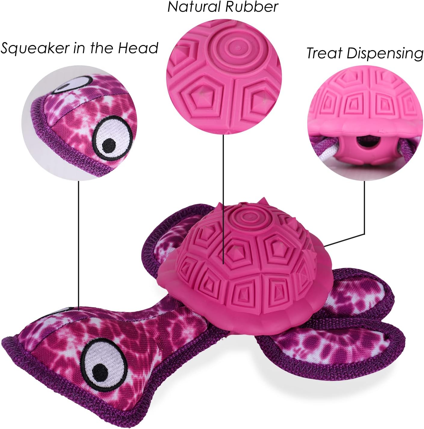 Dog Chew Toys,Puppy Teeth Chew Toys Durable Rubber Material Turtle Shape Dog Toys with 2 Tennis Ball (Red)