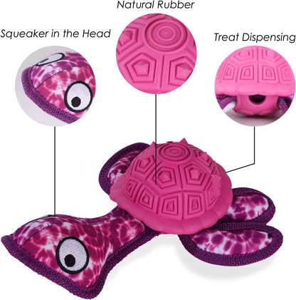 Dog Chew Toys,Puppy Teeth Chew Toys Durable Rubber Material Turtle Shape Dog Toys with 2 Tennis Ball (Red)