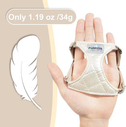 Puppytie No Pull xs Dog Harness with Multifunction Dog Leash,Soft Adjustable No Choke Escape Proof Pet Harness Vest,Glossy Pearl White,XS