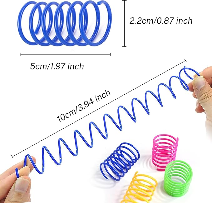 12 PCS Cat Spring Toys for Kittens - Colorful Spiral Springs, BPA-Free Durable Plastic - Interactive Cat Toys for Swatting, Biting, Hunting - Keep Kittens Active, Entertained & Fit
