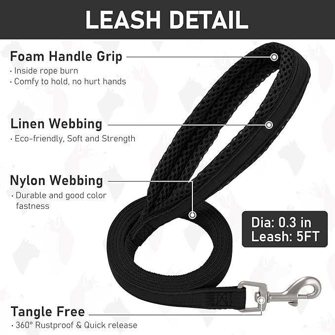 GAMUDA Small Dog Harness Collar and Leash Set, Step in No Chock No Pull Linen Fabric Soft Mesh Dog Vest Harnesses Reflective for Dogs Puppy Cats Kitten Rabbit (Black, XXS)