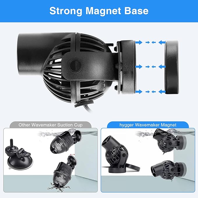 hygger Wave Maker with Controller for Feeding, 1320 GPH Ultra-Silence Aquarium Powerhead with Strong Magnet Suction Base for Freshwater or Saltwater Fish Tank, 360° Rotating Aquarium Wavemaker