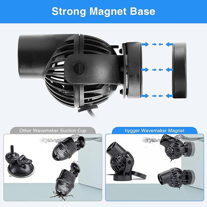 hygger Aquarium Wave Maker Circulation Pump, 792 GPH Ultra-silence Fish Tank Powerhead with Strong Magnet Suction Base for Freshwater or Saltwater Fish Tank, 360° Rotating Submersible Water Pump