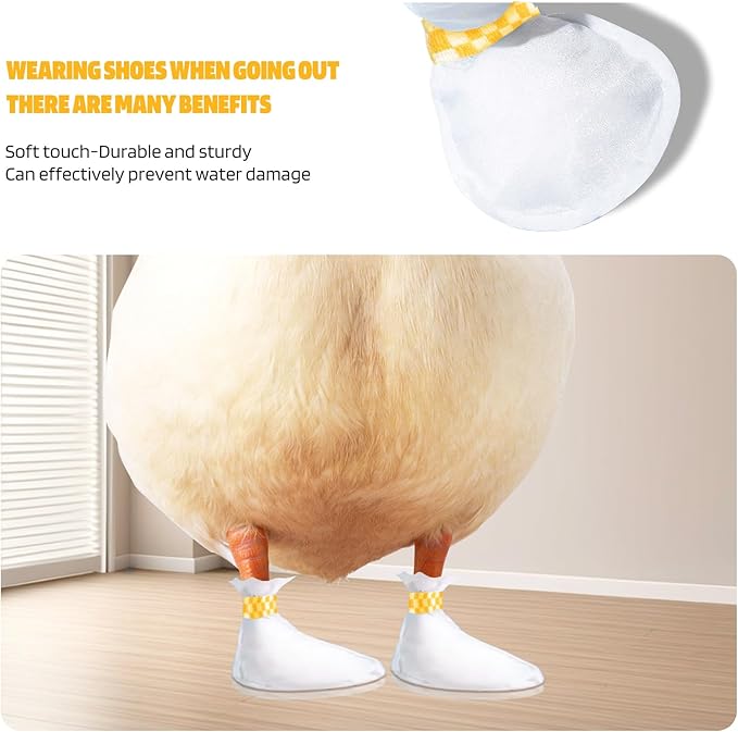 20 Pcs Disposable Boots for Real Duck Feet, Bumble Foot for Duck Pet Duck Supplies with Blue Bandage, Large Size (Yellow)