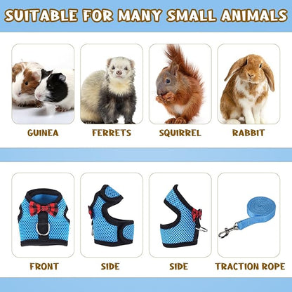 Guinea Pig Harness and Leash, Guinea Pigs Harness, Guinea Pig Leash, Hamster Harness can be Adjusted to Any Size Soft Mesh Harness Leash with Bow for Decoration (2packs)