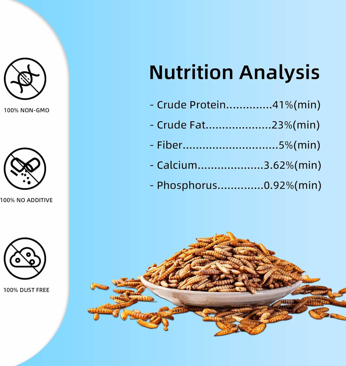 I LOVE WORMS Dried Black Soldier Fly Larvae (5lb), 100% Natural Non-GMO, Treat for Chickens, More Calcium Chicken Feed Than Mealworms