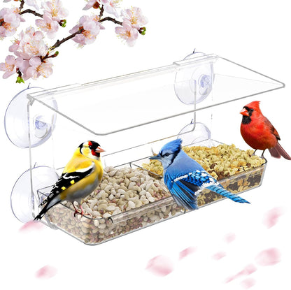 Window Bird Feeder with Strong Suction Cups, Clear Window Bird feedersfor Viewing, Cardinal Bird Feeders for Outside, Unique Gift
