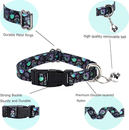 Skull Dog Collar with Bell, Pretty Cool Boy Cat Collar Tiny Puppy Collars with Bells for Xs Small Pet Male Dogs Kitten Little Animal, XSmall