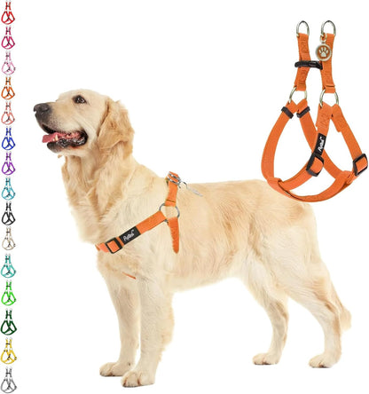 PUPTECK No Pull Dog Harness Soft Adjustable Basic Nylon Step in Puppy Vest Outdoor Walking with ID Tag Orange