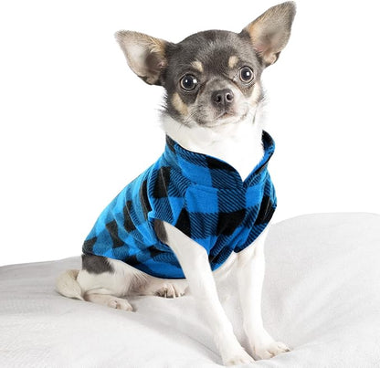 KAMA BRIDAL Spring Autumn Winter Coat Pullover Fleece Vest for Cats Small and Medium Dogs Thin Sweater Blue & Black Plaid (Blue, XXXS)