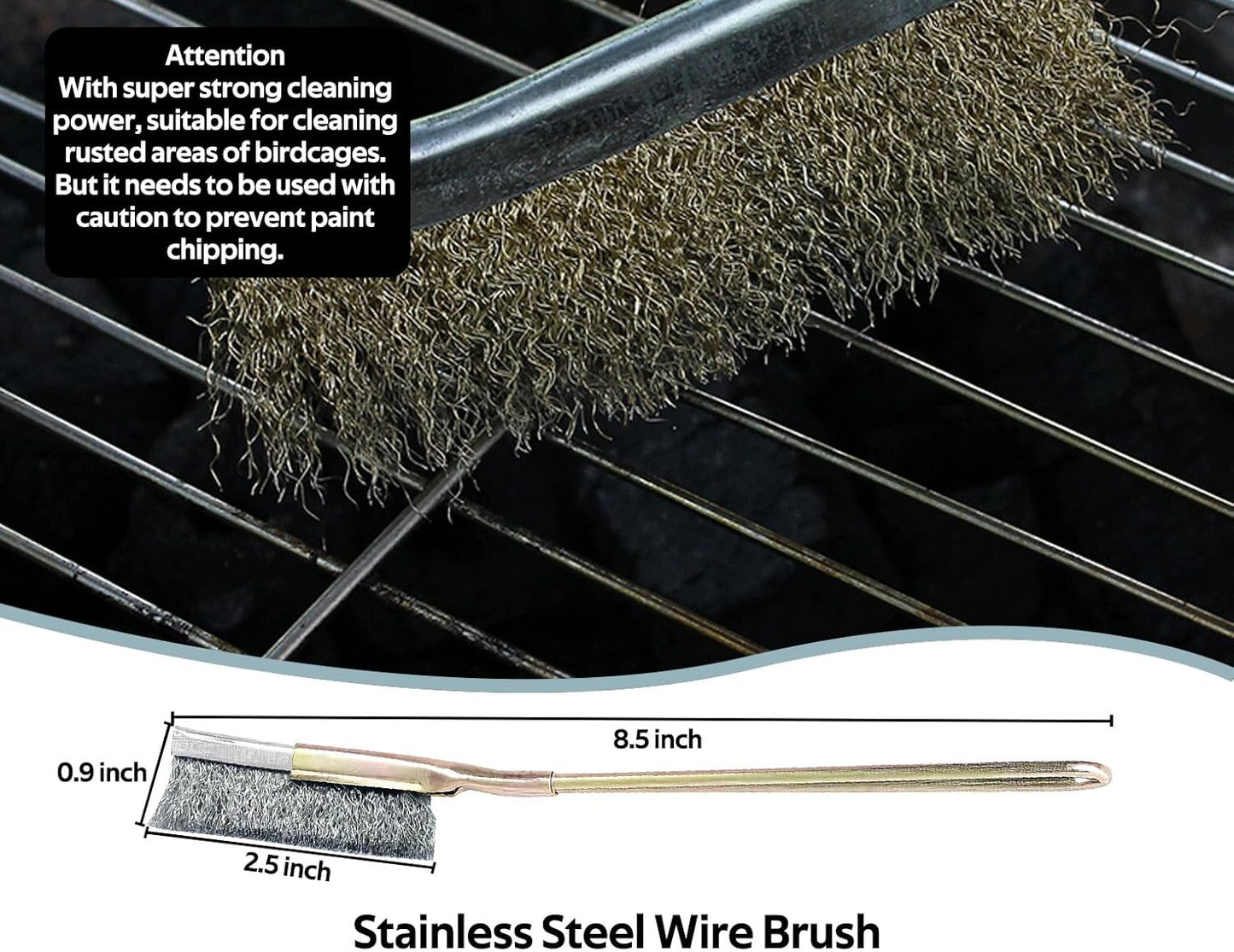 5Pcs Bird Cage Cleaner Kit, Stainless Steel Bird Poop Remover Brush & Scraper & Fork, Birdcage Cleaning Tools, Parakeet Bird Cage Accessories for Small Animal Cage Clean