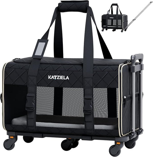 Pet Carrier Airline Approved - Dog Carrier with Wheels - TSA Airline Approved Dog Carrier - Rolling Pet Carrier with Wheels for Small to Medium Size Cat or Dog - Airplane Cabin Animal