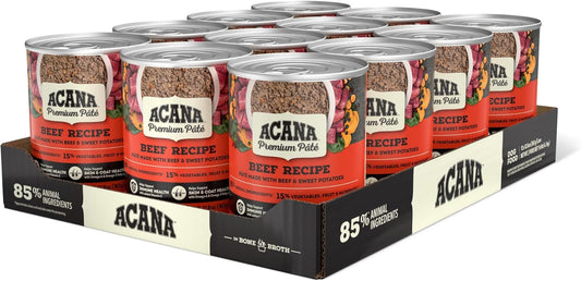 ACANA Premium Pate in Bone Broth Grain-Free Wet Dog Food Beef Recipe 12.8oz Cans (12 Count)