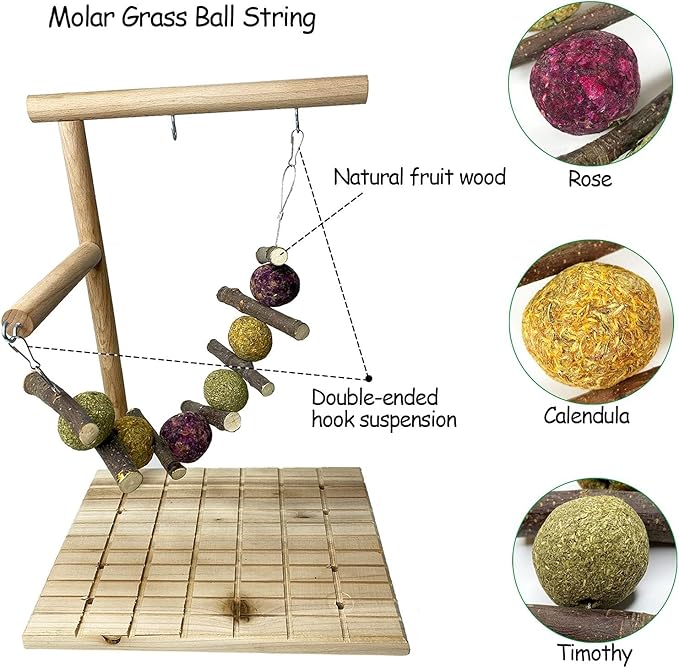 kathson Bunny Chew Toys for Teeth Grinding, Rabbit Wooden Scratch Board Feet Pad Platform Small Animals Play Toy for Guinea Pigs Chinchilla Hamsters Other Rodent Pets(E)