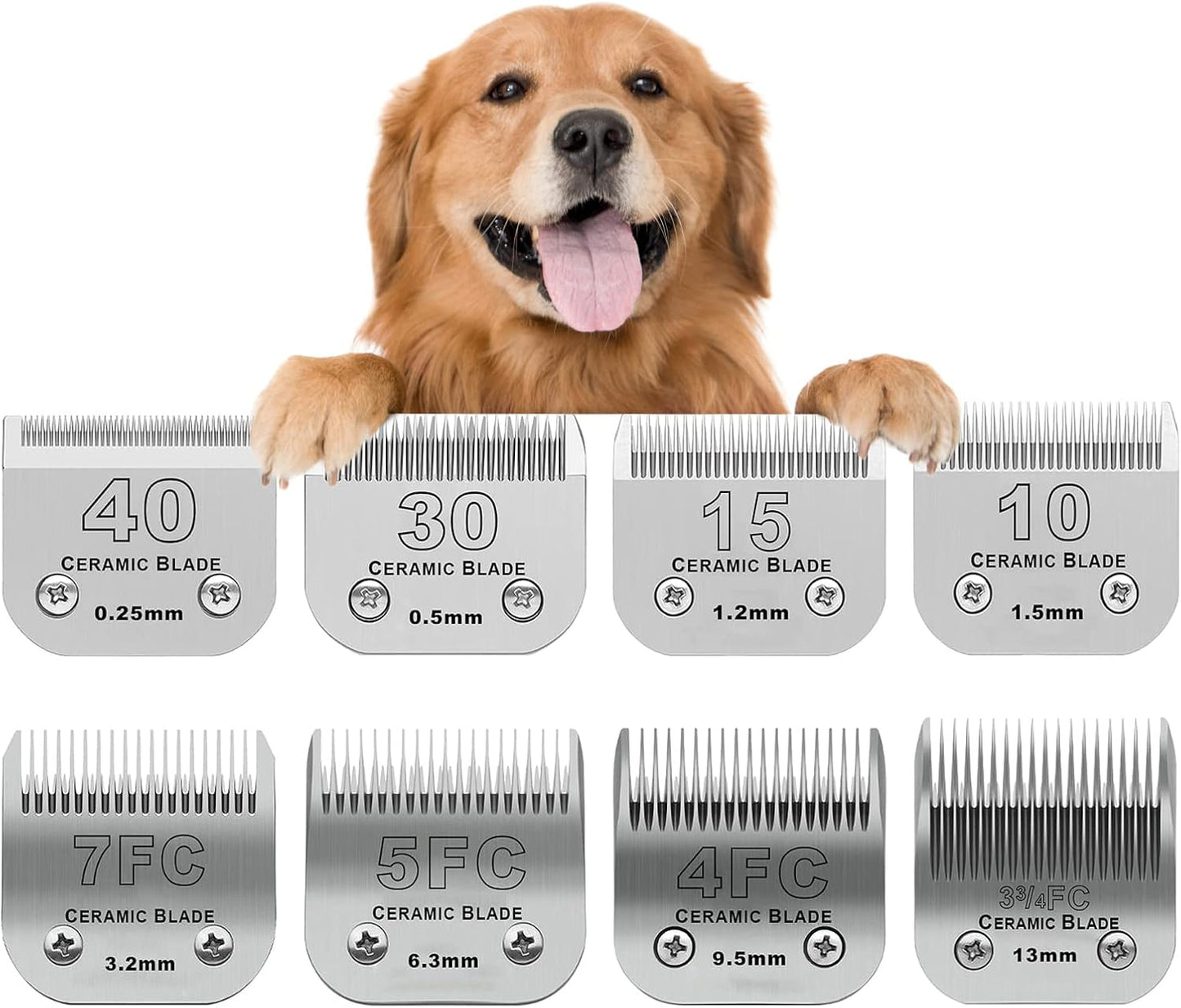 8 Pack Detachable Pet Dog Grooming Replacement Ceramic Blades Set Compatible with Andis Pet Clipper/Oster A5/Wahl KM10 Series Dog Clipper