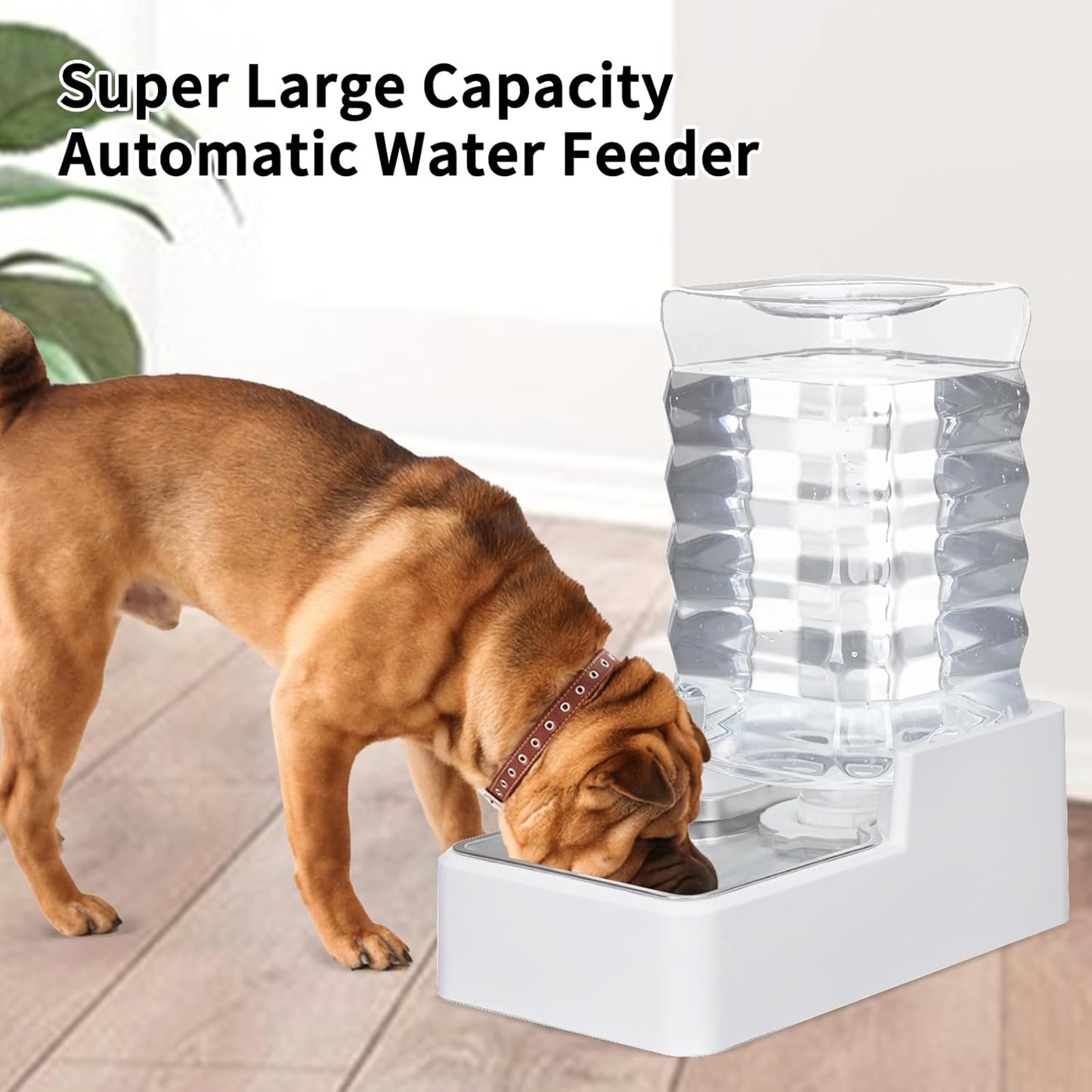 Sfozstra Automatic Dog Water Dispenser: 8L Large Gravity White Waterer with Stainless Steel Bowl - 100% BPA-Free - Suitable for Pet Owners Garden/Apartment