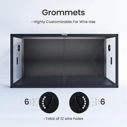 120 Gallon Bearded Dragon Tank,48" x 24" x 24" Reptile Tank with Sliding Door Top Screen Ventilation, Front Opening Reptile Enclosure for Easy Maintenance