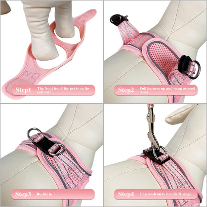 YIMEIS Dog Harness and Leash Set, No Pull Soft Mesh Pet Harness, Reflective Adjustable Puppy Vest for Small Medium Large Dogs, Cats (Pink, Small (Pack of 1)