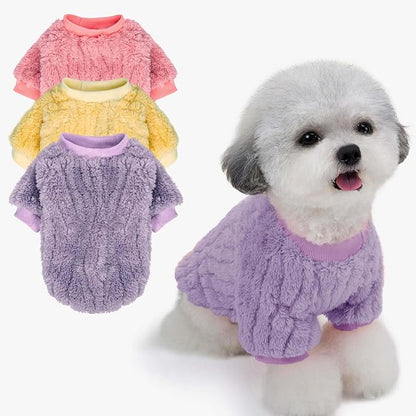 FabriCastle Dog Sweater, 3-Pack Dog Clothes & Coat, Pet Jacket for Small or Medium Dogs Boy or Girl, Soft and Warm Cat Sweaters Doggy Apparel Costumes Christmas (Lavender,Pink,Butter Yellow, X-Large)