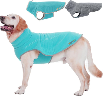 ROZKITCH Reversible Warm Dog Sweater Coat Jacket Thickened Thermal Sherpa Sweaters Reversible Fleece Vest Pet Clothes with 2 Sides for Cold Weather Winter for Giant Breeds Bluegreen 5XL