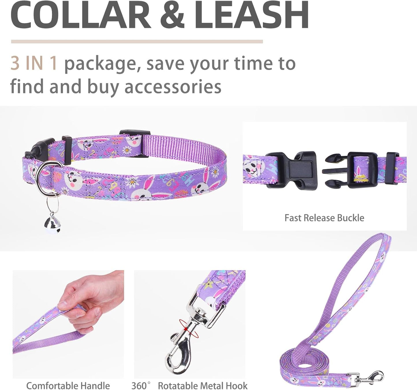 PUPTECK Adjustable Dog Harness Collar and Leash Set Step in No Pull Pet Harness for Small Medium Dogs Puppy and Cats Outdoor Walking Running, Soft Mesh Padded Reflective Vest Easter Harnesses