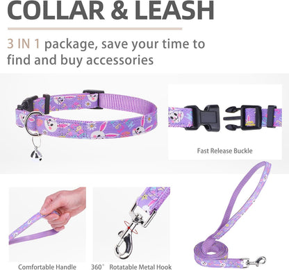 PUPTECK Adjustable Dog Harness Collar and Leash Set Step in No Pull Pet Harness for Small Medium Dogs Puppy and Cats Outdoor Walking Running, Soft Mesh Padded Reflective Vest Easter Harnesses