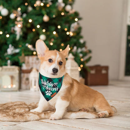 ADOGGYGO Christmas Dog Bandanas, Red Green Plaid Dog Scarf Bib, Premium Cotton Fabric, Multiple Sizes, Merry Christmas Bandanas for Medium Large Dogs (Large)