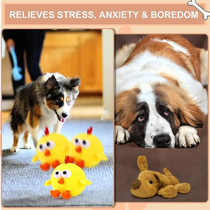 BABORUI Interactive Dog Toys, Crazy Jumping Chicken Dog Toy with Recording and Music Modes, Rechargeable Moving Squeaky Dog Toys for Small/Medium/Large Dogs to Keep Them Busy