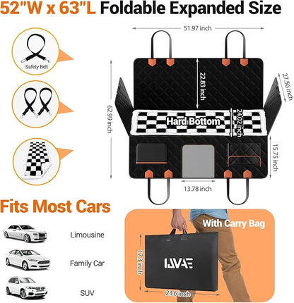 Hard Bottom Car Seat Cover for Dog swith Removable Soft Blankets,Scratch-Proof and Anti-Slip Car Dog Hammock for Large Dogs White for Car, SUV