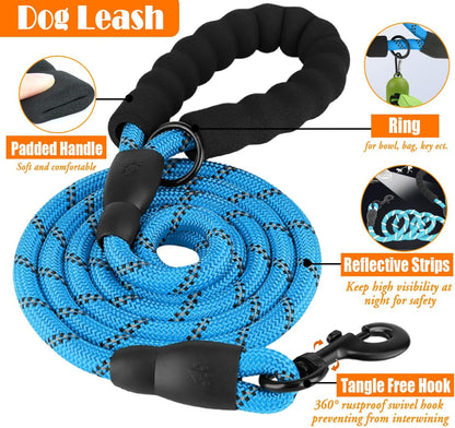 No Pull Dog Harness, Collar & Leash Set | Includes Dog Seat Belt, Collapsible Bowls & Poop Bag Dispenser. Ideal for Training, Walking, Hiking. Fits Small to Large Dogs(Blue-XL)