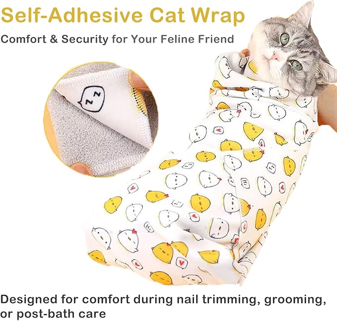 27.6'' Cat Grooming Bag for Nail Trimming - Escape Proof Pet Restraint Wrap for Cats, Calming Swaddle Burrito, Anti-Scratch Anti-Runaway & Anti-Bite for Cat Clipping & Care (L (up to 18 lbs))