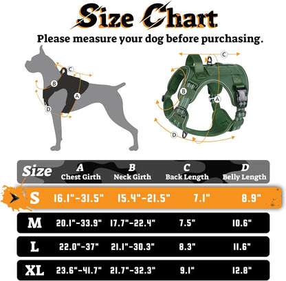 rabbitgoo Dog Harness Small Sized No Pull, Tactical Service Pet Vest with Molle and Control Handle, Adjustable and Reflective Military Harness for Easy Walking and Training, Green, S
