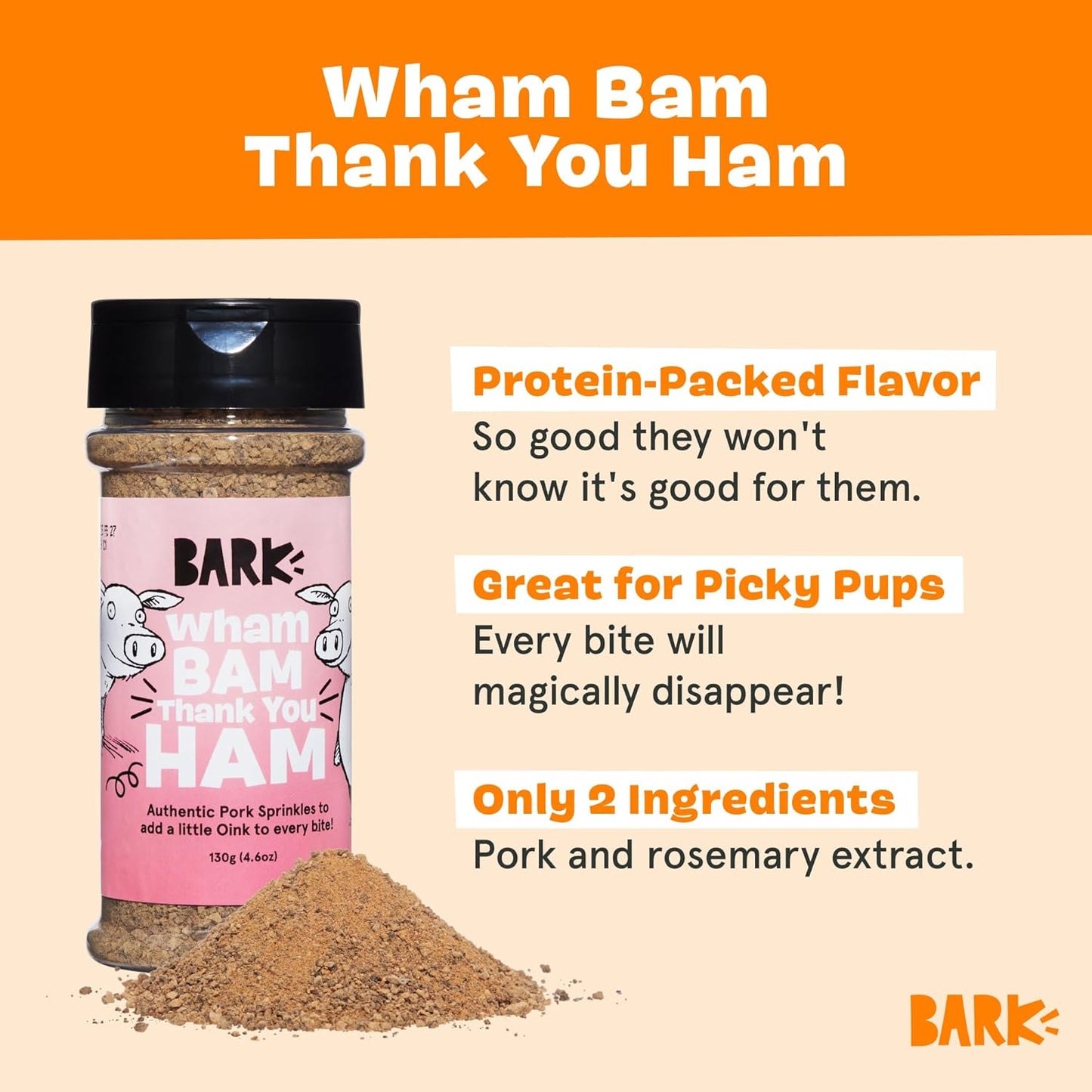 Barkbox Pork Dog Treat Topper High Protein Limited Ingredient Meal Mixer, All Life Stages and Rosemary Extract for Large & Small Breeds, Elevate Dog Food Dining - Shake & Pour for Dog Bowls