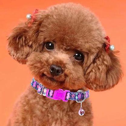 Flower XXS xs Dog Collar with Bell, Soft Adjustable Puppy Collar Tiny Cat Collars with Bells for XS Small Girl and boy Dogs Little Animal,XSmall