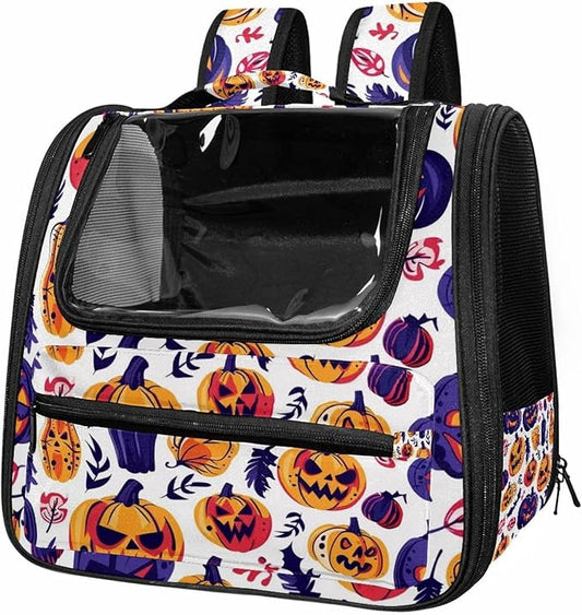 Pumpkin Helloween 16 Cat Backpack Carrier, Breathable Cat Carrier Large Space Bubble Pet Backpack for Kitty Small Dog