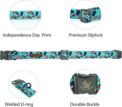 Elegant little tail Independence Dog Collar, Holiday Pet Collar Patriotic Dog Durable Dog Collars Girl or Boy Soft Pet Gift Adjustable Dog Collar for Small Medium Large Dogs