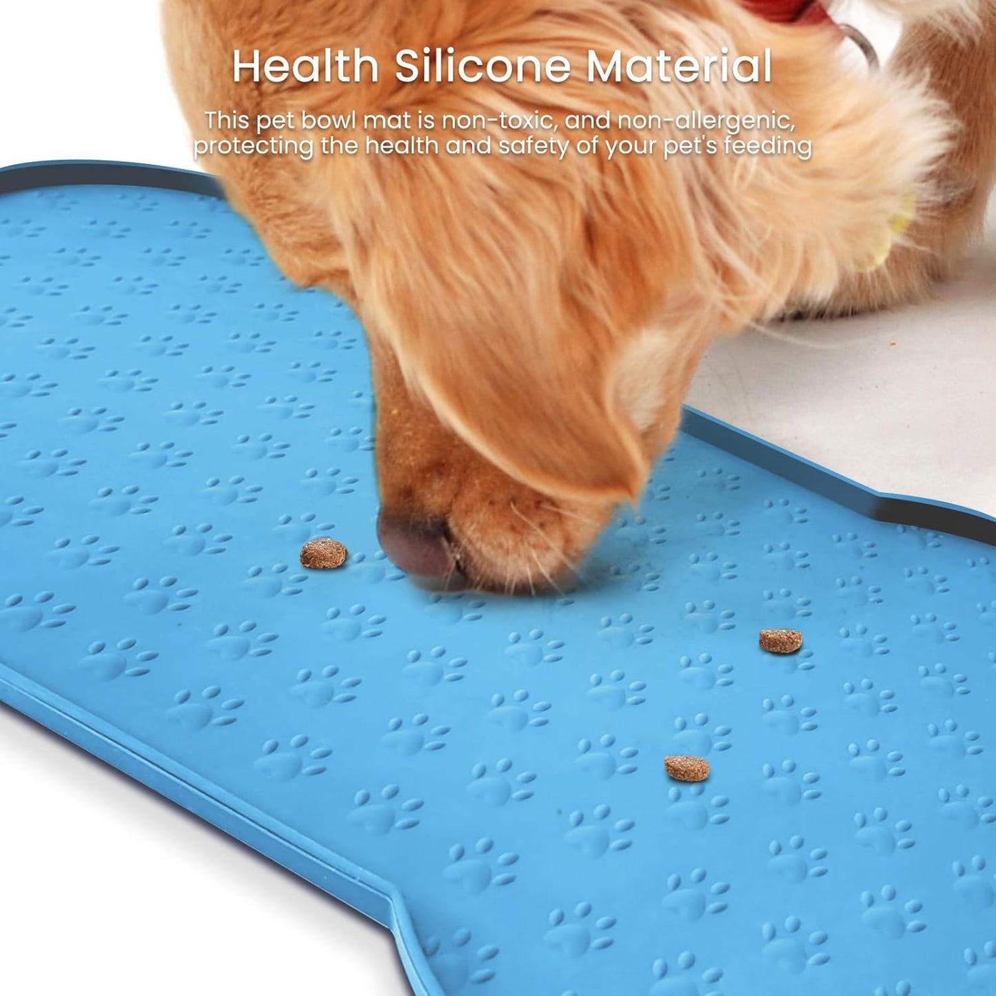 Dog Food Mat Anti-Slip Silicone Dog Bowl Mat Thicker Pet Placemat Waterproof Cat Feeder Pad with Raised Edge Puppy Kitten Feeding Mats Suitable Small Medium-Sized Dogs Cats Eating Tray