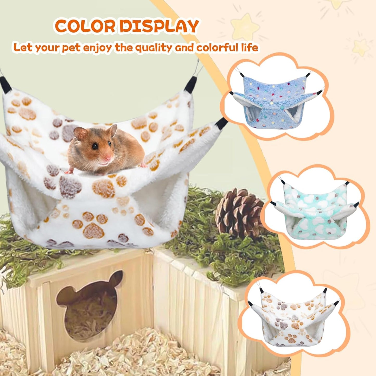 3 Pcs Guinea Pig Hammock, Rat Ferret Hanging Hammock Guinea Pig Accessories for Small Animals Chinchilla Hamster Parrot Sugar Glider Ferret Squirrel (11"×11")